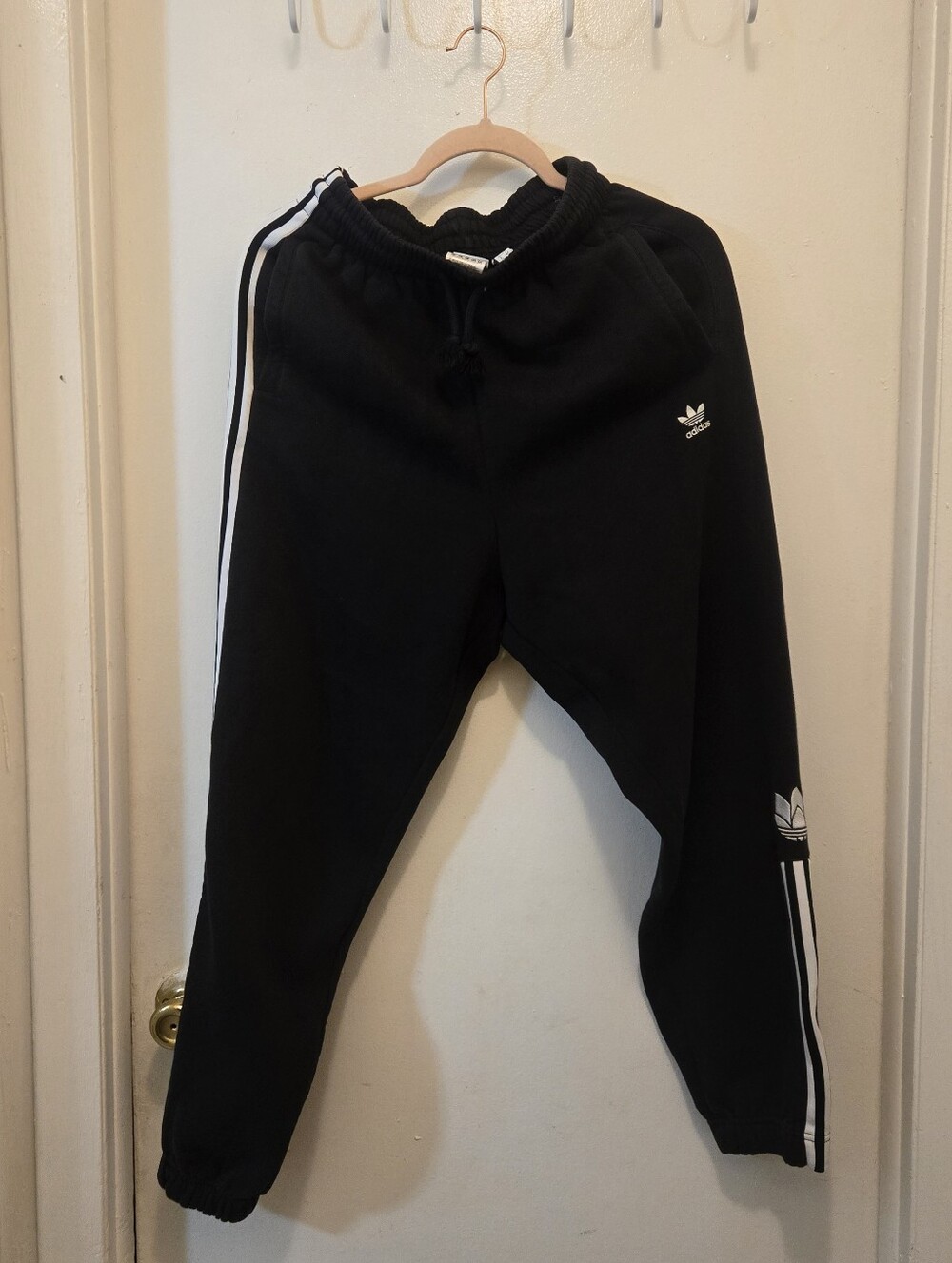 adidas Originals 3-Stripes Black Fleece Jogger Sweatpants